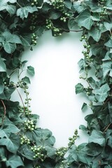 Wall Mural - Heart Shaped Frame with Green Leaves