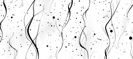 Wall Mural - abstract seamless pattern, flowing lines and dots on white background, minimalist design