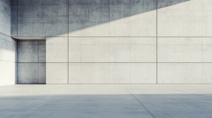 Aufkleber - Modern concrete wall interior with soft light and ample empty space for text or design elements in an urban architectural setting