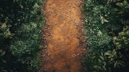 Poster - Autumn forest dirt path surrounded by greenery creating an inviting space for text and nature-inspired designs