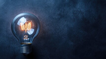 Fototapete - Glowing vintage light bulb illuminating dark surface with ample empty space for creative text or design elements