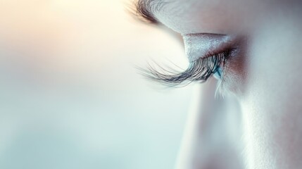 Aufkleber - Close up of an eye with long lashes and soft focus background ideal for text placement and artistic expressions in photography or design