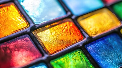 Aufkleber - Vibrant stained glass window close up showcasing colorful glass pieces with empty space for adding custom text or graphics