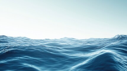 Poster - Tranquil ocean waves under a clear sky providing ample space for text and design enhancements