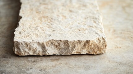 Poster - Textured edges of a cut limestone rock surface with natural variations and ample empty copy space for design or advertising purposes