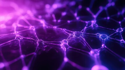 Wall Mural - interconnected network visualization with uv light effects and space for text overlay in a futuristi