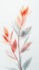 Wall Mural - Delicate Pastel Leaves Branch Art Print