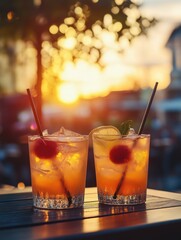 Wall Mural - Couple's glasses and drinks