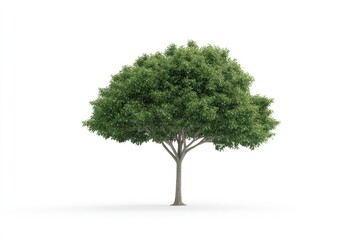 lush green tree stands tall against clean white background, symb