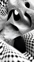 Wall Mural - Abstract Architectural Design: Intricate Black and White Geometric Forms