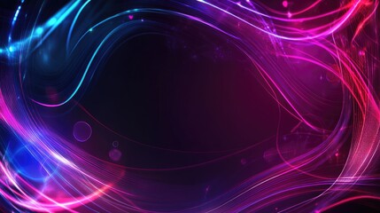 Wall Mural - abstract glowing neon lines in cyberpunk style on a digital canvas with dark background and ample sp
