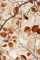 Canvas Print - Wall with leaves