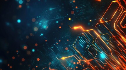 Wall Mural - abstract neon glowing lines on digital canvas in cyberpunk style with vibrant colors and space for t