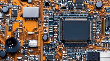 Wall Mural - exploration of advanced electronic circuits with copy space for text and design elements in modern t