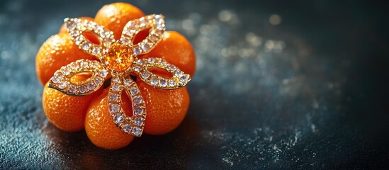 Poster - Vibrant tangerines styled with a decorative element on a dark backdrop showcasing freshness and ample space for text or advertising content