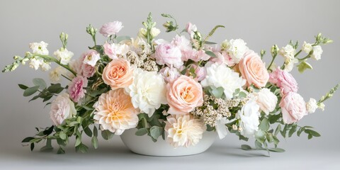 Aufkleber - Elegant Floral Centerpiece with Pastel Flowers and Blank Space for Text Display
