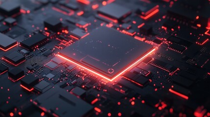 Aufkleber - Futuristic Electronic Circuit Board Design with Glowing Elements and Copy Space for High Tech and AI Concepts in a Digital Environment