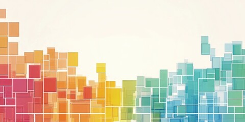 Fototapete - Colorful Abstract Cityscape Mosaic Design with Empty Space for Text for Modern Advertising or Branding Needs