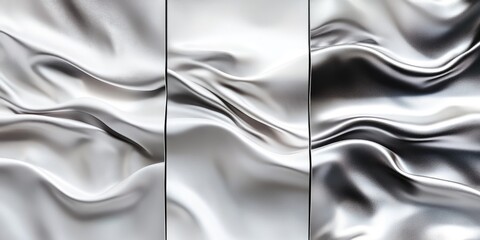 Poster - Stylish silver and black metallic folds with smooth textures and blank space for text or branding in a modern digital design