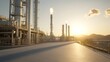 © artiiz - Eco-Friendly Transition: Modern Oil Refinery Embracing Sustainable Energy at Sunrise