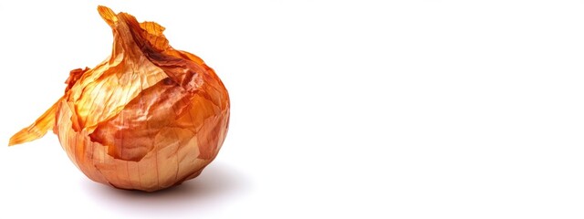 Fototapete - Dried yellow onion bulb isolated on white background featuring ample empty space for text or design elements