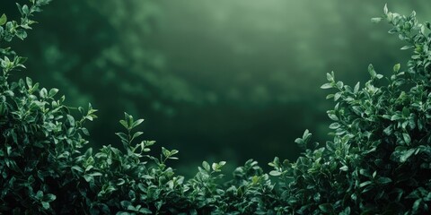 Fototapete - Elegant deep forest green background showcasing natural foliage ideal for product display with ample empty space for text insertion.