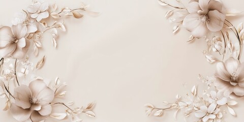 Leinwandbilder - Elegant Floral Oval Wreath Invitation Design with Soft Beige Background and Ample Space for Custom Text and Personalization