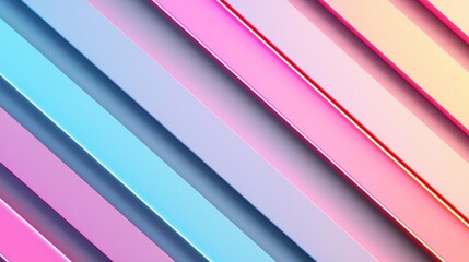 Wall Mural - A vibrant abstract background featuring diagonal pastel stripes in pink, blue, and purple gradients, creating a modern and dynamic visual effect.