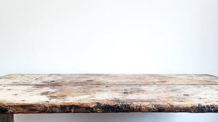 Aufkleber - Rustic aged wooden tabletop with oil stains on a neutral white background perfect for text placement and creative use in design projects