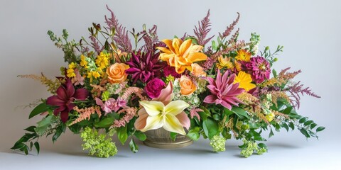 Aufkleber - Stylish floral centerpiece featuring vibrant flowers and lush greenery with ample space for personalized text or messages
