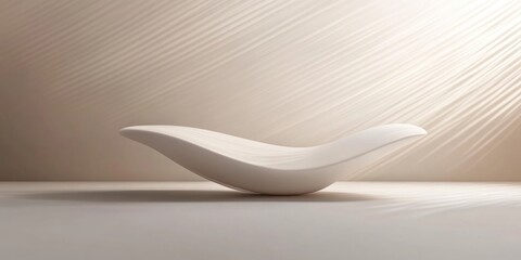 Poster - Minimalist Gallery with Elegant Curved Sculpture and Empty Space for Creative Text Integration