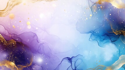 Poster - Cosmic Marble Background Abstract Art in Blue Purple and Gold Fluid Acrylic Style with Copyspace for Creative Design and Decor