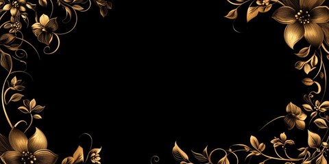 Aufkleber - Luxurious gold floral background with ornate design and blank space for text or messaging on a dark backdrop