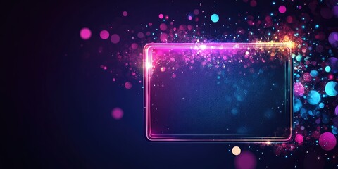 Leinwandbilder - Futuristic Neon Tablet Design with Abstract Glow and Bokeh Effects Ideal for Text Overlay and Digital Backgrounds