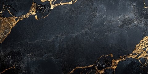 Leinwandbilder - Elegant Dark Stone Surface with Gold Accents Perfect for Text Placement and Creative Background Designs