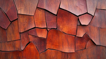 Leinwandbilder - Fragmented mahogany wood close up highlighting unique textures and cracks with ample empty space for text or design elements