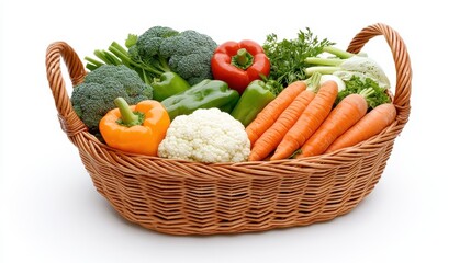 Wall Mural - Fresh Vegetables in a Woven Basket Perfect for Healthy Cooking and Meal Prep