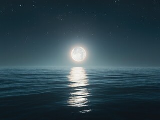 Full moon over ocean