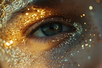 Wall Mural - Person's eye with glitter