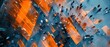 © felix_brönnimann - Crowd of people walking in an urban city street with modern architecture and vibrant colors, showcasing urban lifestyle, city life, and social interaction.