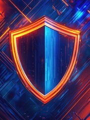 Wall Mural - glowing neon shield