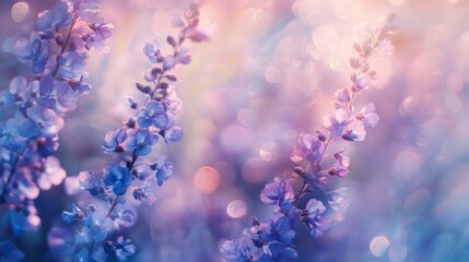 Aufkleber - Abstract background with soft bokeh lights in shades of blue and purple, giving a dreamy, magical effect with blurred circular light spots