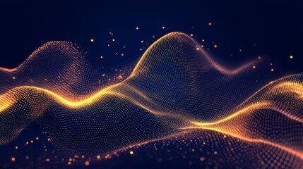 Leinwandbilder - An abstract gold price line chart on a dark blue background with glowing data points and a smooth curve, creating a modern and valuable impression