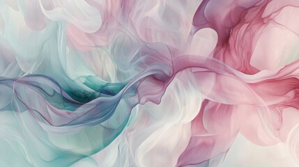 Poster - An abstract watercolor background in soft pastel shades with flowing, organic shapes, creating a calming and artistic look