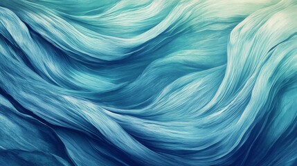 Fototapete - An artistic close-up of flowing, curved lines in shades of blue and green, intertwining and creating a sense of fluidity against a soft gradient background