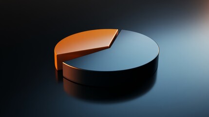 Poster - A D pie chart in warm and cool tones, floating slightly above a reflective black surface, creating a sophisticated, data-centric design