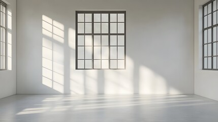 Wall Mural - Bright and Energy-Efficient Minimalist Interior with Large Windows and Natural Light