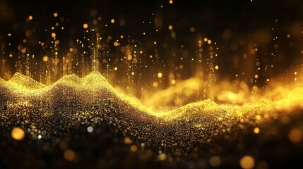 Poster - A candlestick chart in rich gold and black tones on a sleek background, highlighting the daily price changes of gold in a premium design