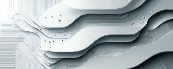 Leinwandbilder - High-tech communication concept illustrated with abstract technology, on a white background, focusing on digital science and technology
