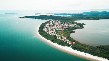 Wall Mural - Aerial view of the sandy beach named Daniela located on the north of Santa Catarina island, Florianopolis, Brazil